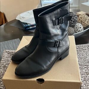 UGG Black Leather Combat Boots